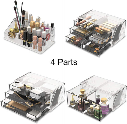 Makeup Cosmetic Organizer Storage with 12 Drawers Display Boxes (Clear) V178-52588