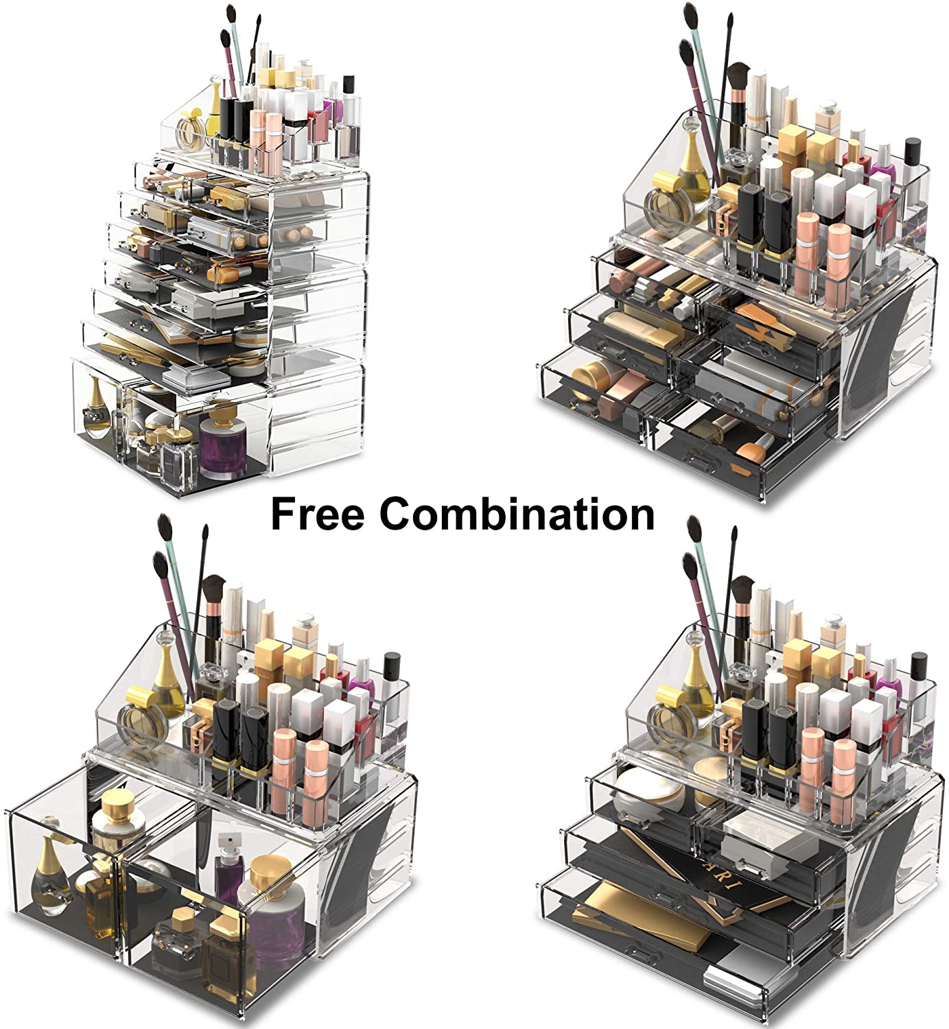 Makeup Cosmetic Organizer Storage with 12 Drawers Display Boxes (Clear) V178-52588