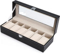 Black PU Leather Watch Organizer Display Storage Box Cases for Men & Women (6 slots) V178-52601