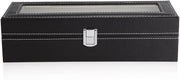 Black PU Leather Watch Organizer Display Storage Box Cases for Men & Women (6 slots) V178-52601