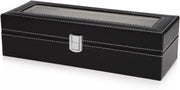 Black PU Leather Watch Organizer Display Storage Box Cases for Men & Women (6 slots) V178-52601