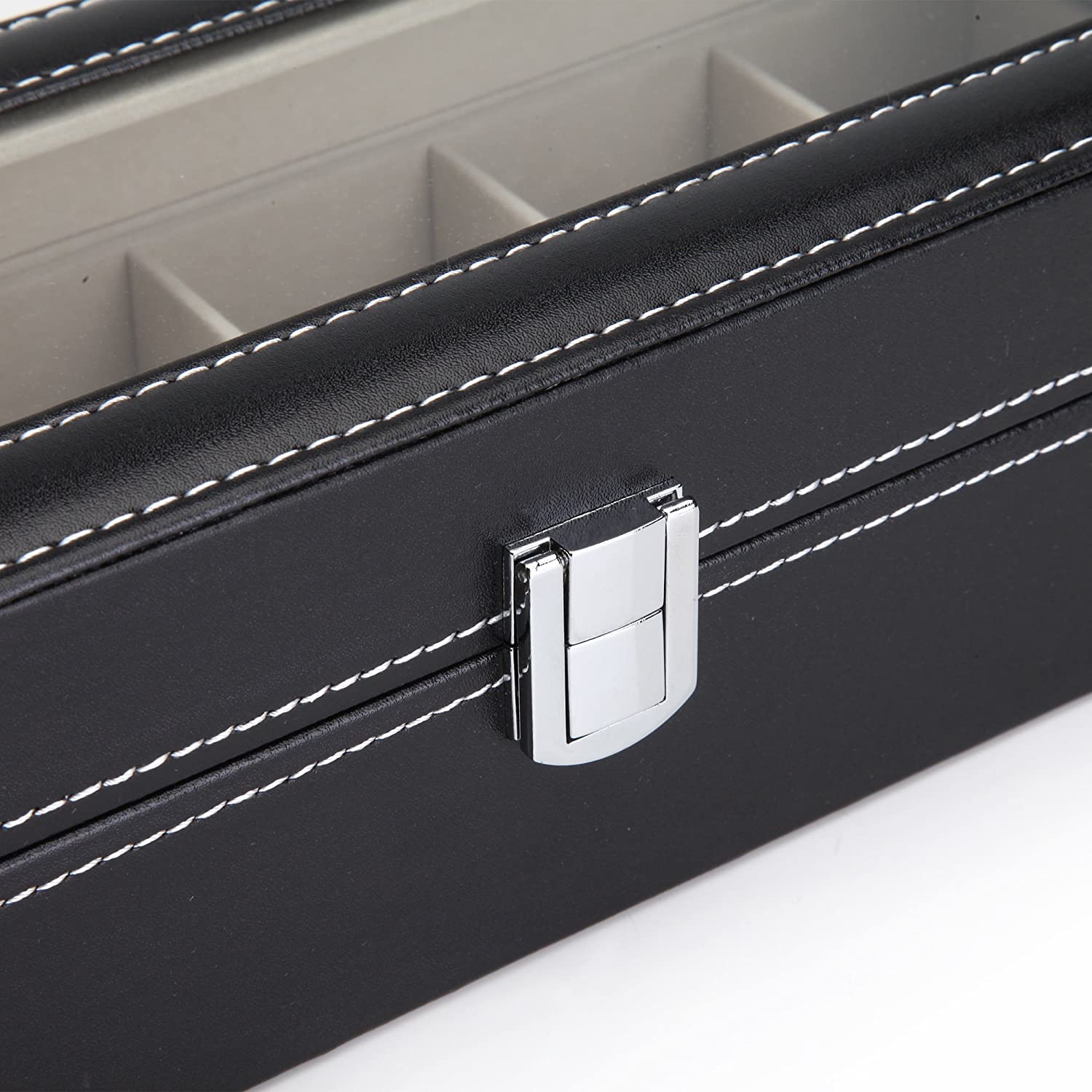 Black PU Leather Watch Organizer Display Storage Box Cases for Men & Women (6 slots) V178-52601