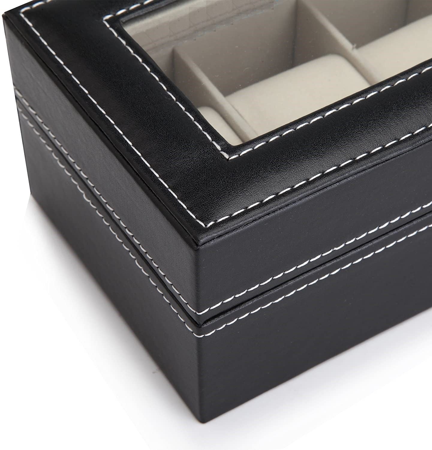Black PU Leather Watch Organizer Display Storage Box Cases for Men & Women (6 slots) V178-52601