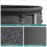 Steel Frame Laundry Basket Wheels, Black V178-56484