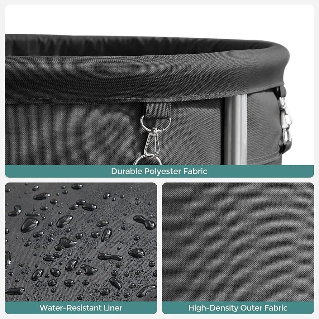 Steel Frame Laundry Basket Wheels, Black V178-56484