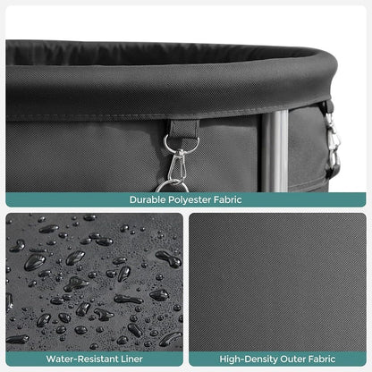 Steel Frame Laundry Basket Wheels, Black V178-56484