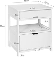White Bedside Table with 2 Drawers V178-58533
