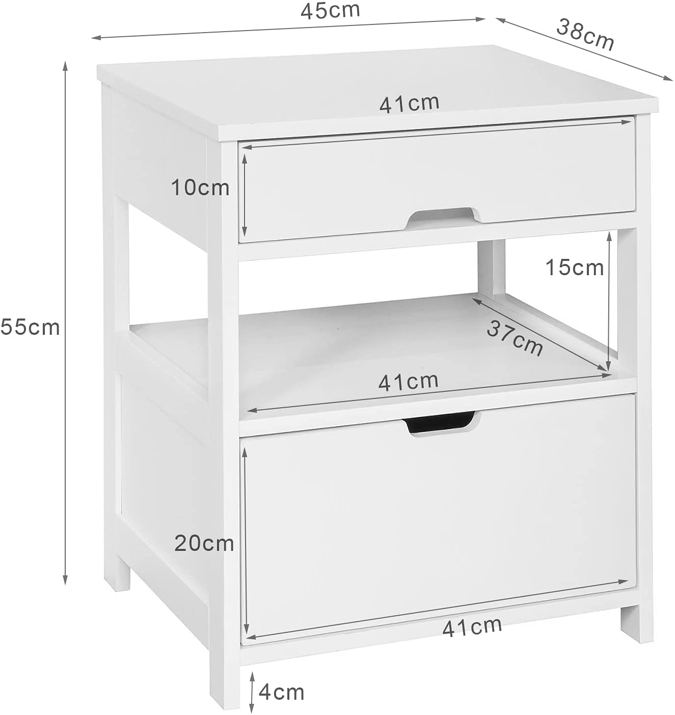 White Bedside Table with 2 Drawers V178-58533