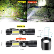 7 Modes Waterproof Rechargeable UV Light Flashlight Torch for Camping V178-58540