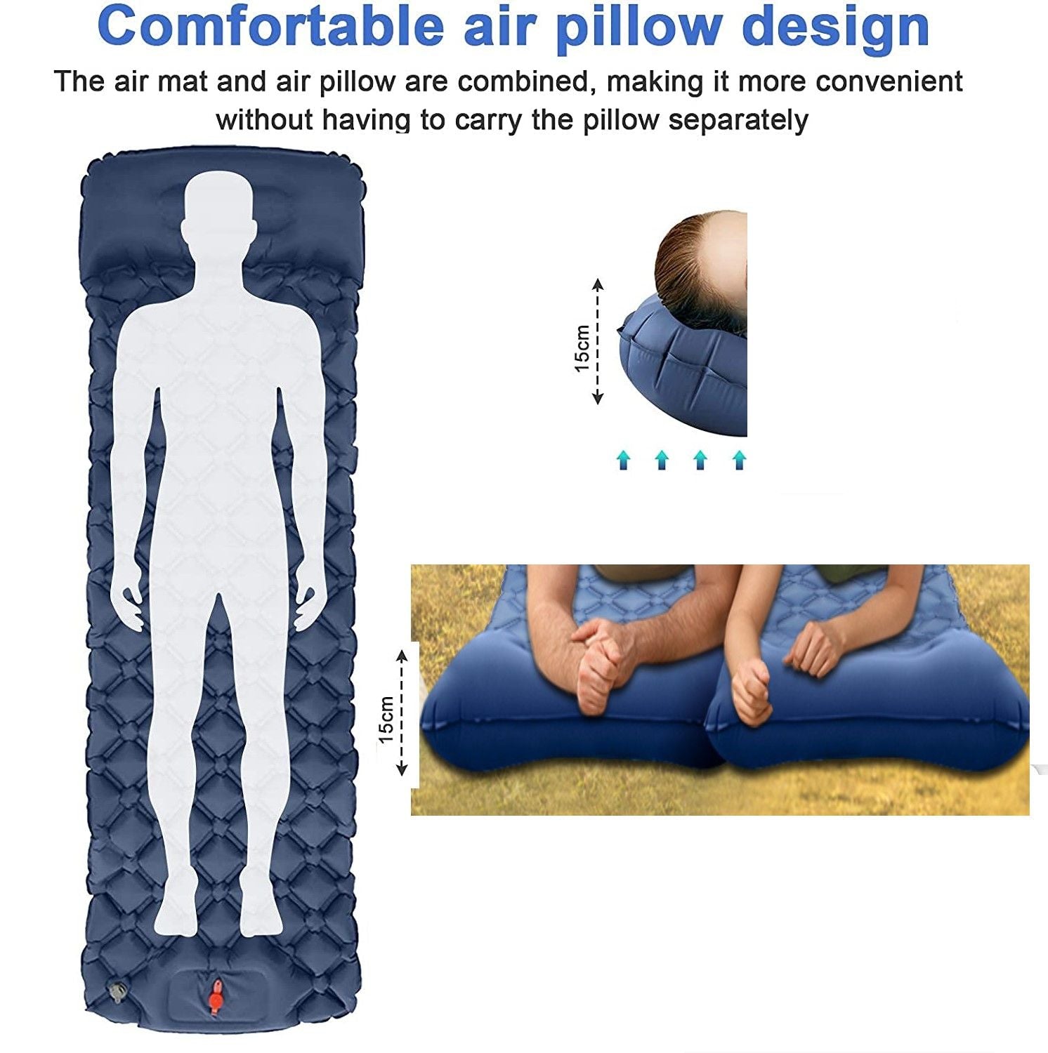 Ultralight Inflatable Camping Sleeping Pad with Pillow for Travelling and Hiking V178-58557