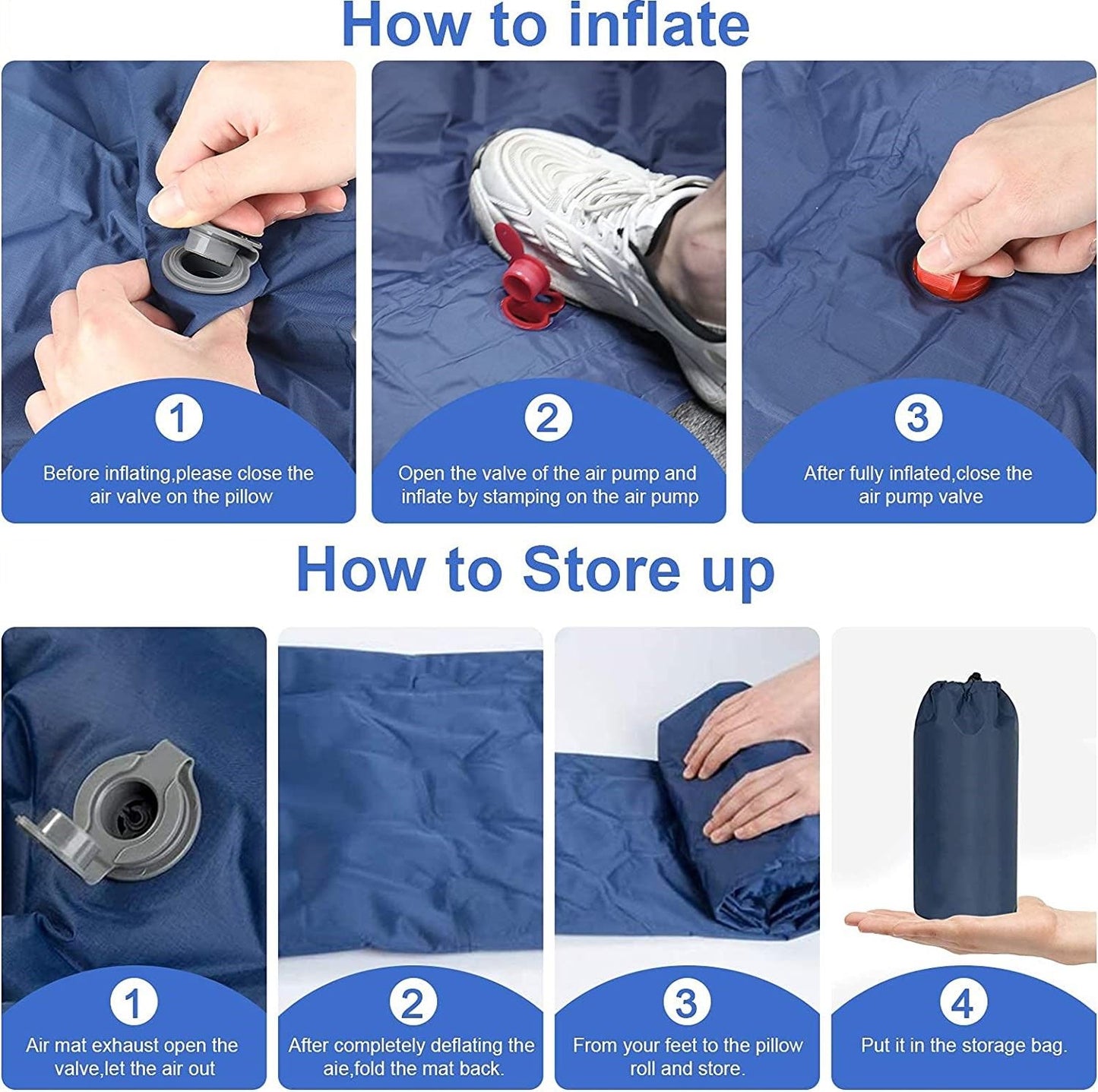 Ultralight Inflatable Camping Sleeping Pad with Pillow for Travelling and Hiking V178-58557