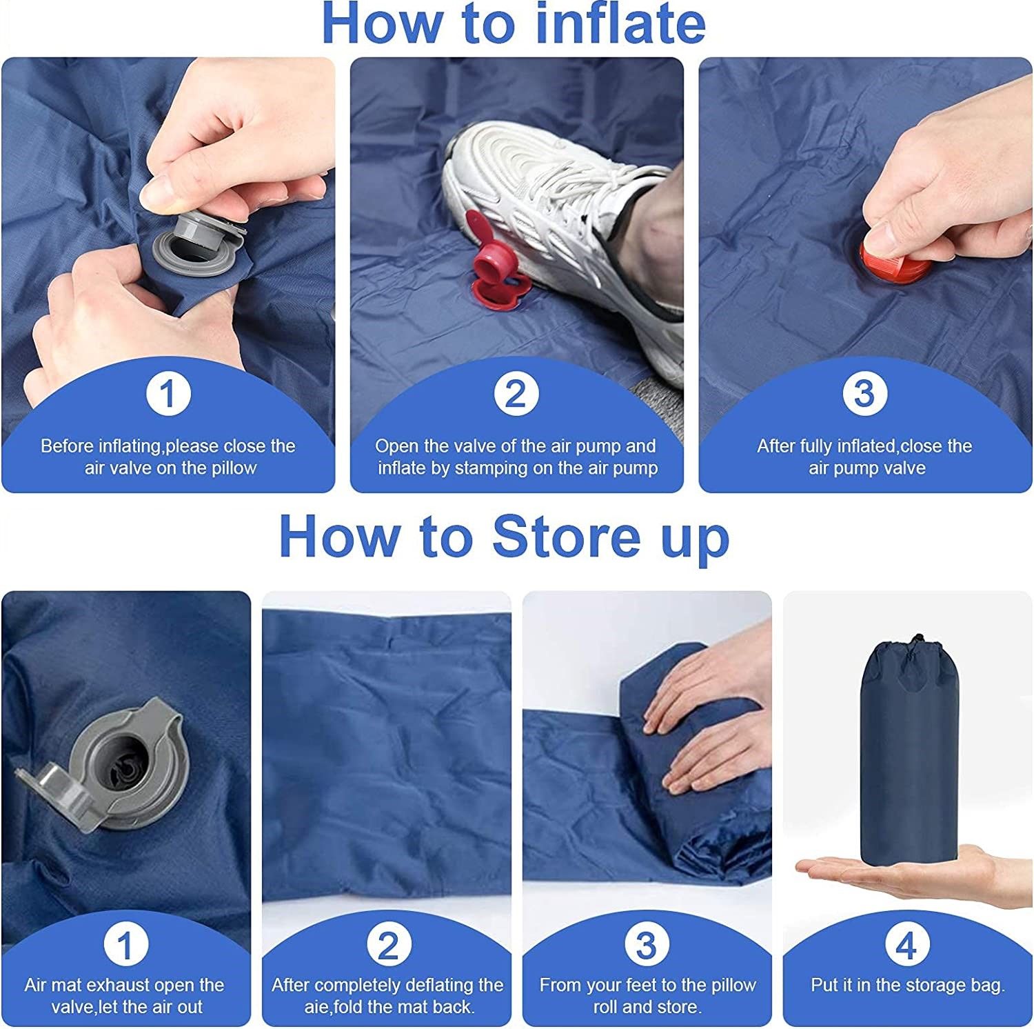 Ultralight Inflatable Camping Sleeping Pad with Pillow for Travelling and Hiking V178-58557