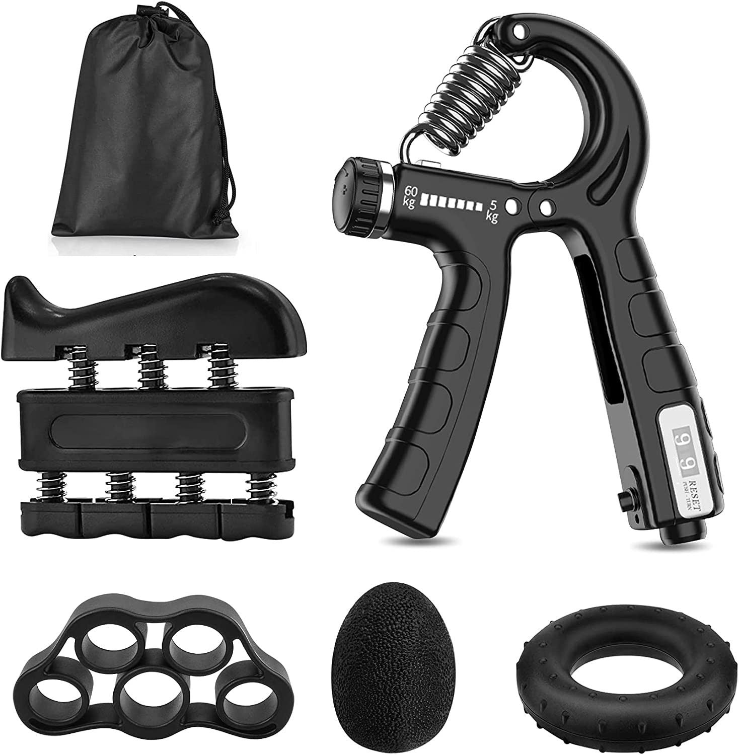 5 Pack Adjustable Resistance Hand Gripper Exerciser Workout Kit V178-58564