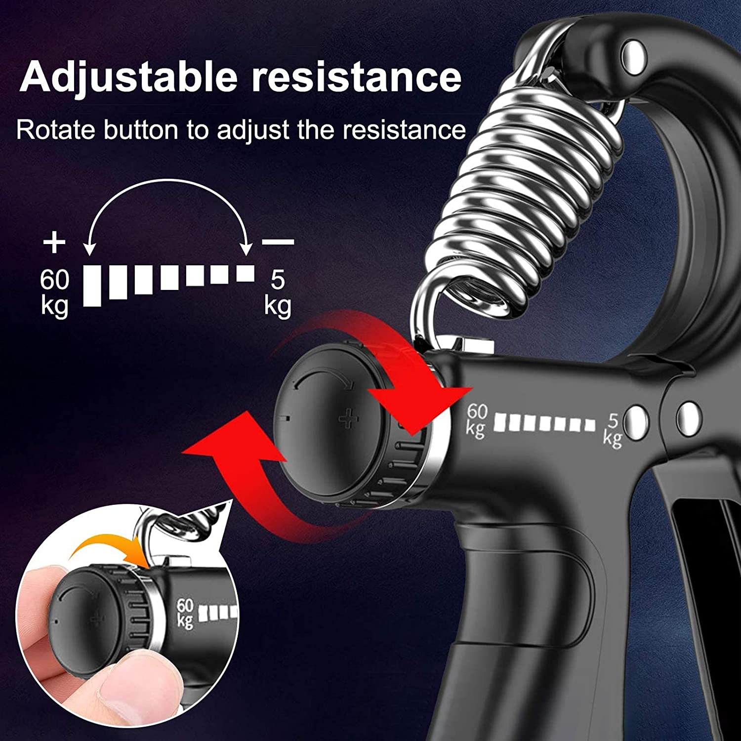 5 Pack Adjustable Resistance Hand Gripper Exerciser Workout Kit V178-58564