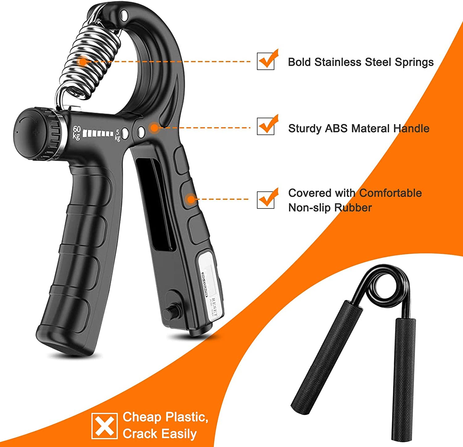 5 Pack Adjustable Resistance Hand Gripper Exerciser Workout Kit V178-58564