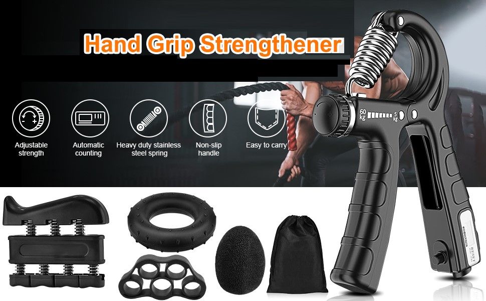 5 Pack Adjustable Resistance Hand Gripper Exerciser Workout Kit V178-58564