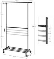 Industrial Clothing Rack Wheels Double Rod V178-59884