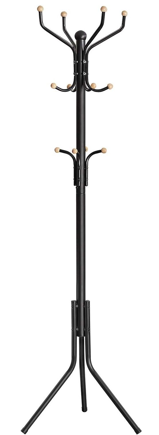 Metal Coat Rack Stand Hat Hanger, Black, 182cm V178-61284