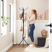 Metal Coat Rack Stand Hat Hanger, Black, 182cm V178-61284