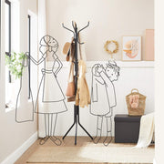 Metal Coat Rack Stand Hat Hanger, Black, 182cm V178-61284