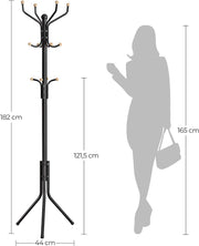 Metal Coat Rack Stand Hat Hanger, Black, 182cm V178-61284