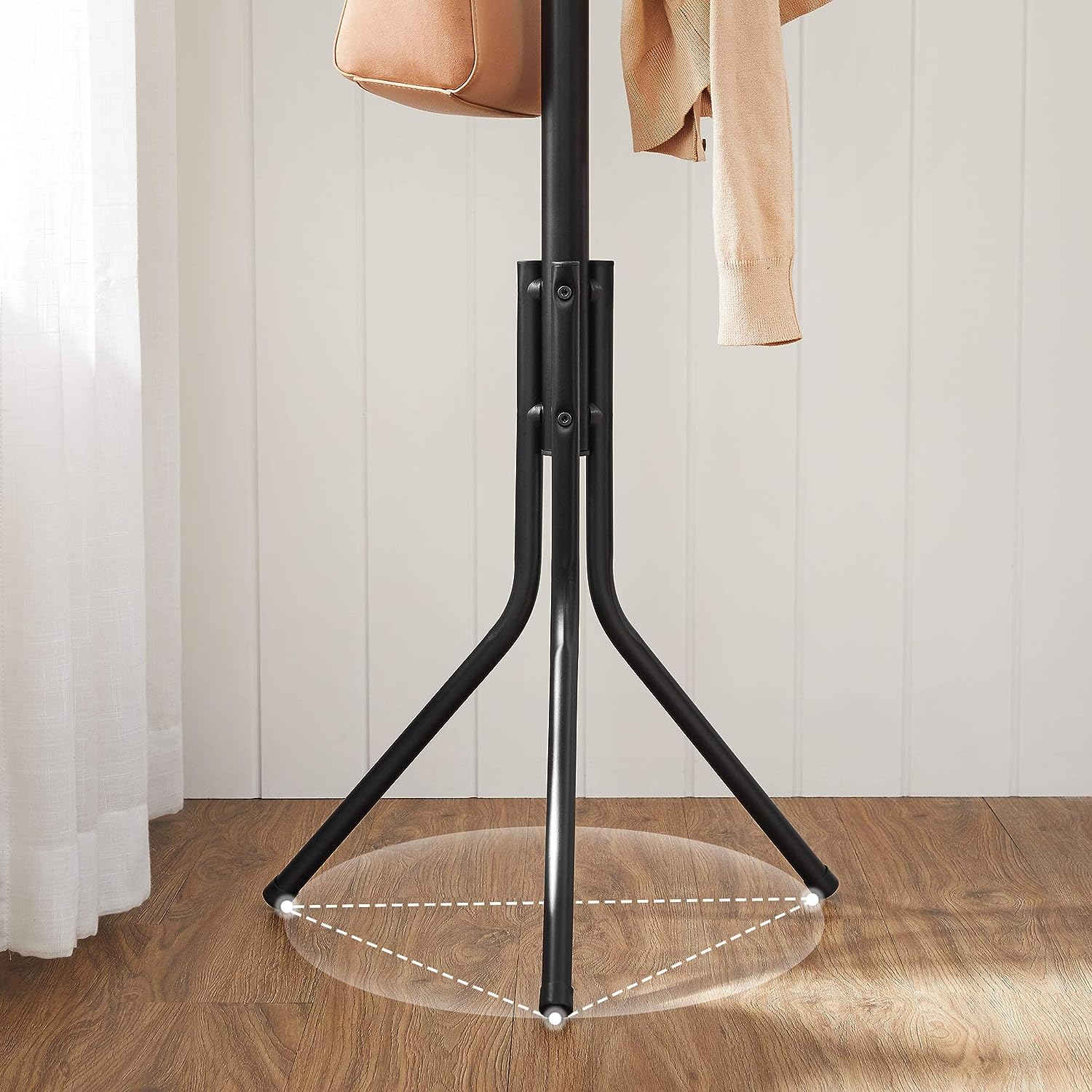 Metal Coat Rack Stand Hat Hanger, Black, 182cm V178-61284