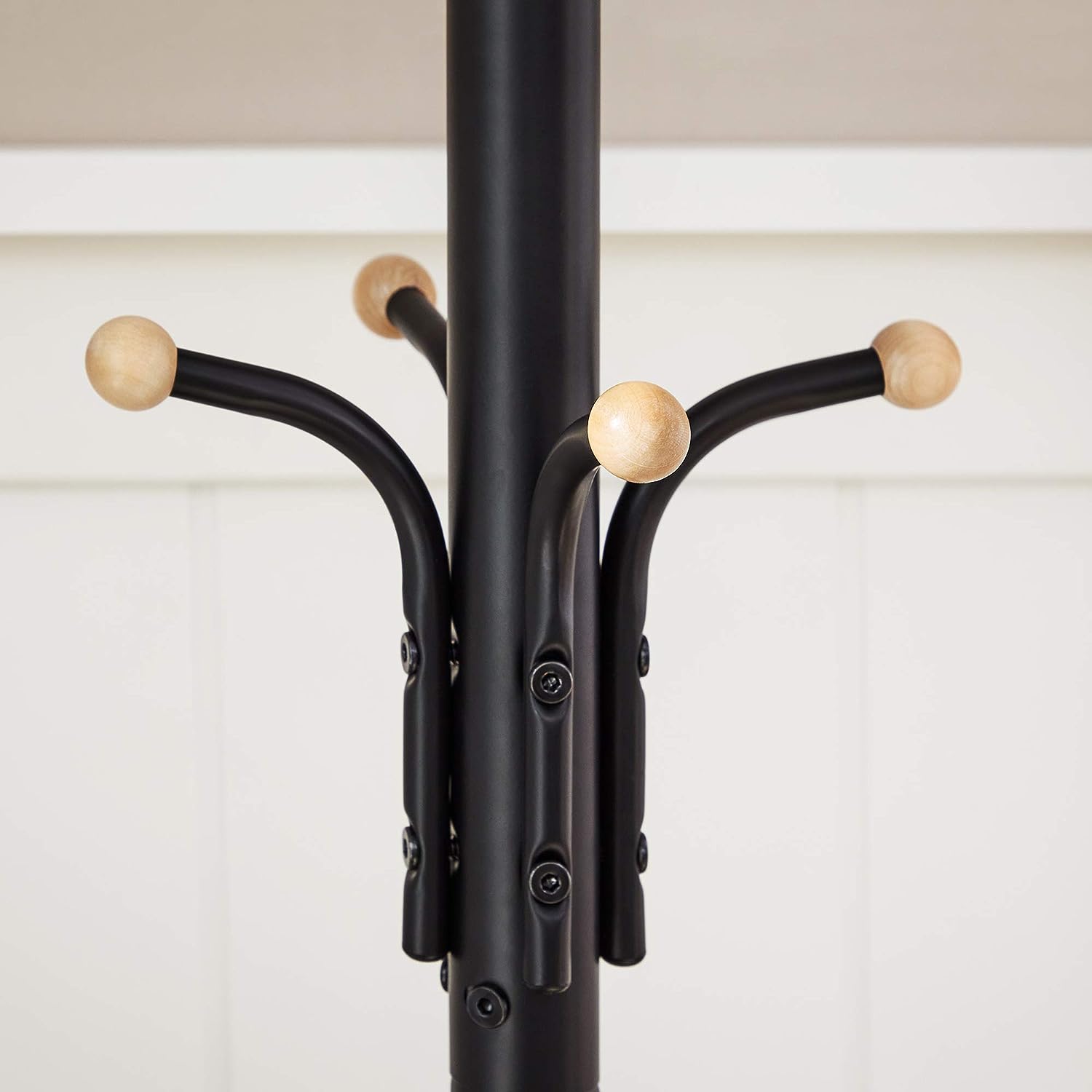 Metal Coat Rack Stand Hat Hanger, Black, 182cm V178-61284
