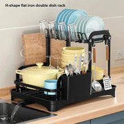 2 Tier Dish Drainer Rack with Drain Basket V178-62199