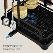 2 Tier Dish Drainer Rack with Drain Basket V178-62199
