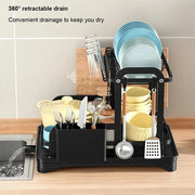 2 Tier Dish Drainer Rack with Drain Basket V178-62199