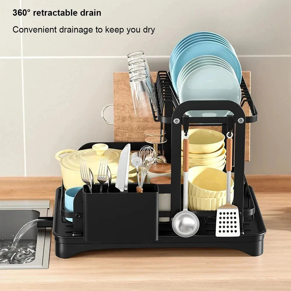 2 Tier Dish Drainer Rack with Drain Basket V178-62199
