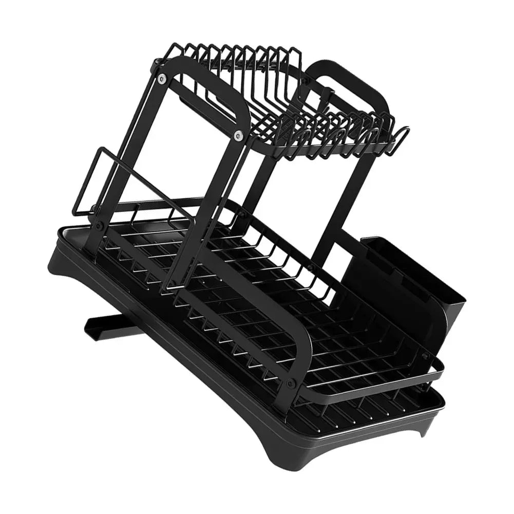 2 Tier Dish Drainer Rack with Drain Basket V178-62199