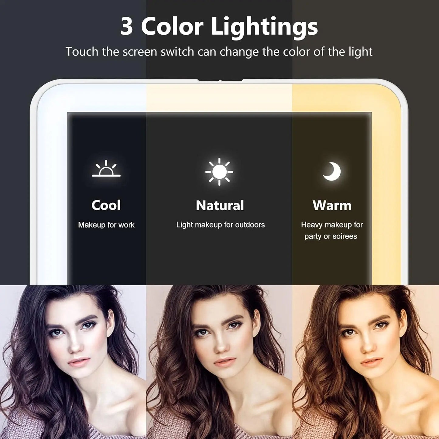 LED Travel Makeup Mirror 3 Light Modes USB V178-62200