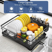 Large Dish Drying Rack with Drainboard Black V178-62202