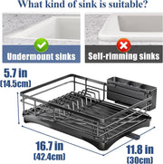 Large Dish Drying Rack with Drainboard Black V178-62202