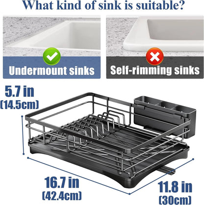 Large Dish Drying Rack with Drainboard Black V178-62202