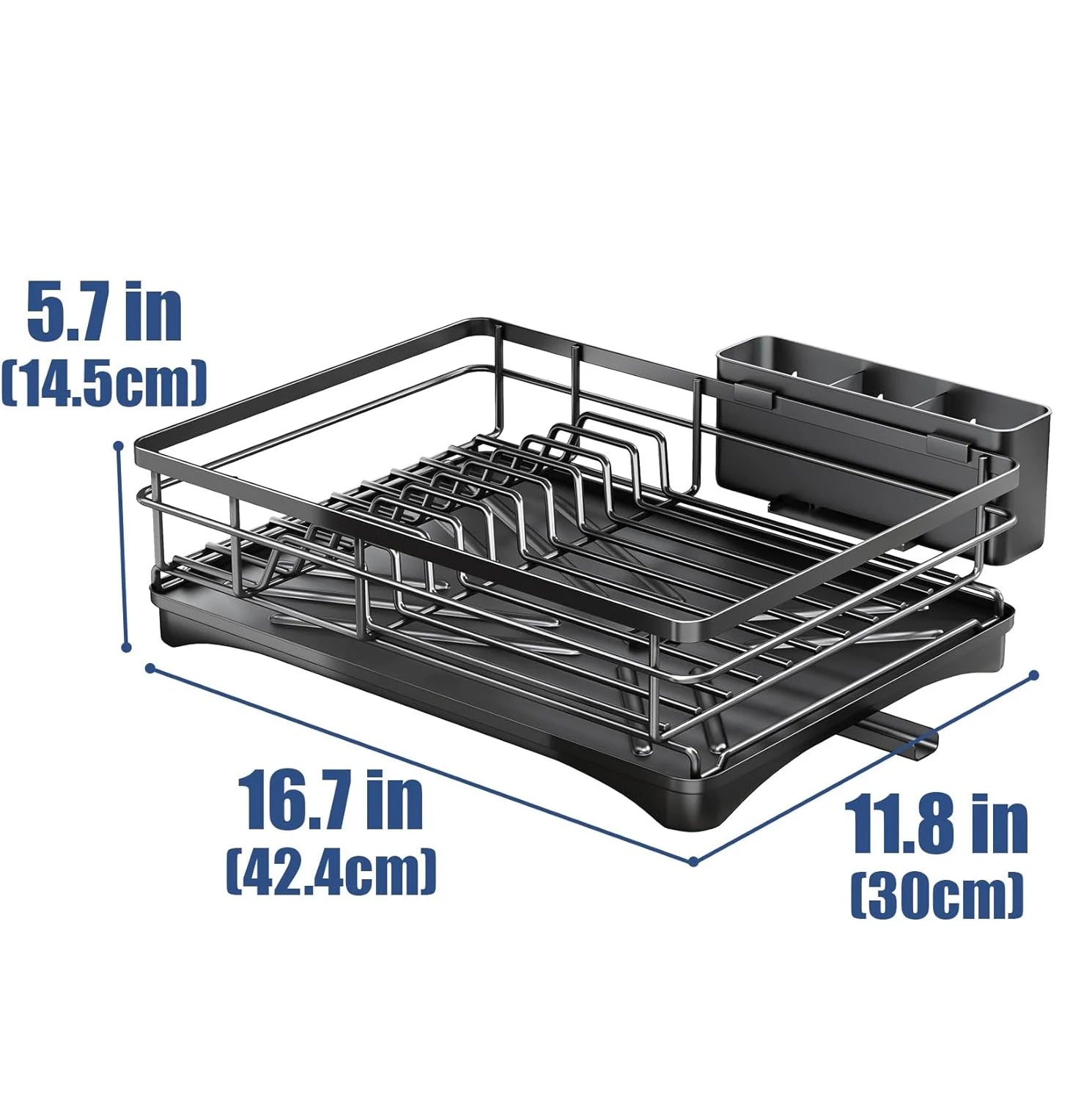 Large Dish Drying Rack with Drainboard Black V178-62202