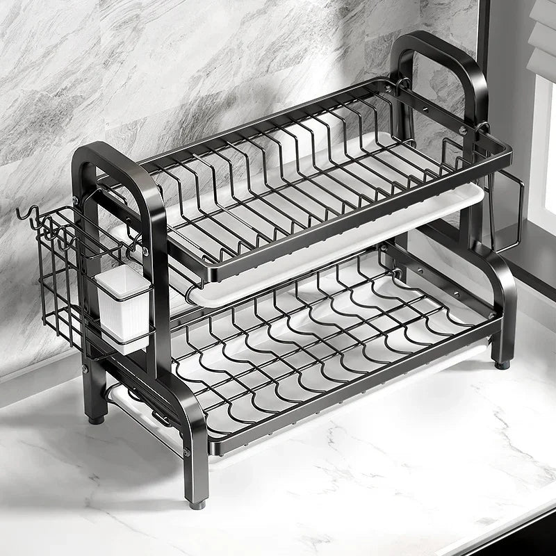 Compact 2-Tier Dish Drying Rack with Drainboard V178-62203