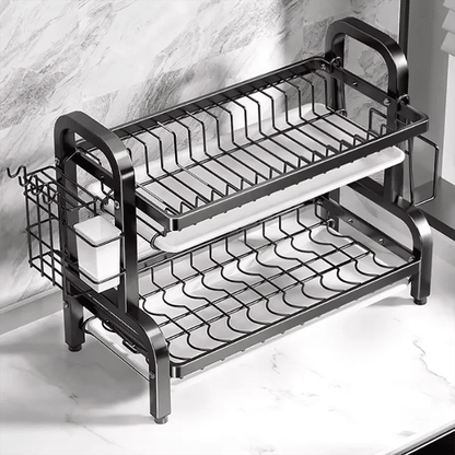 Compact 2-Tier Dish Drying Rack with Drainboard V178-62203