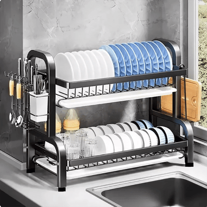 Compact 2-Tier Dish Drying Rack with Drainboard V178-62203