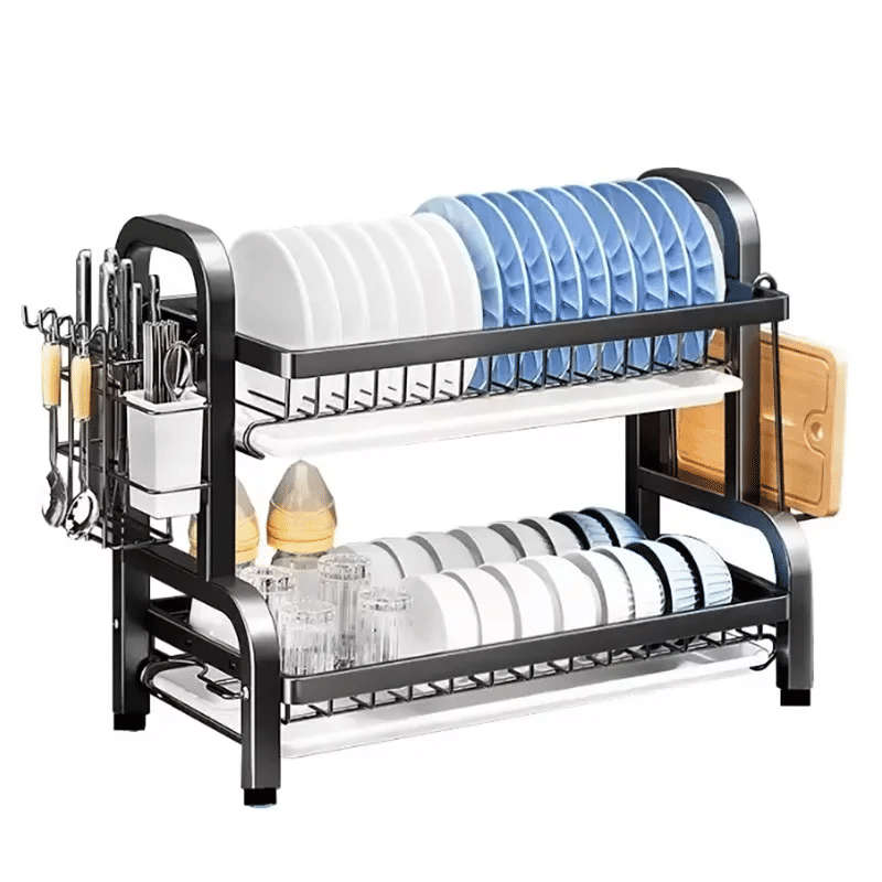 Compact 2-Tier Dish Drying Rack with Drainboard V178-62203