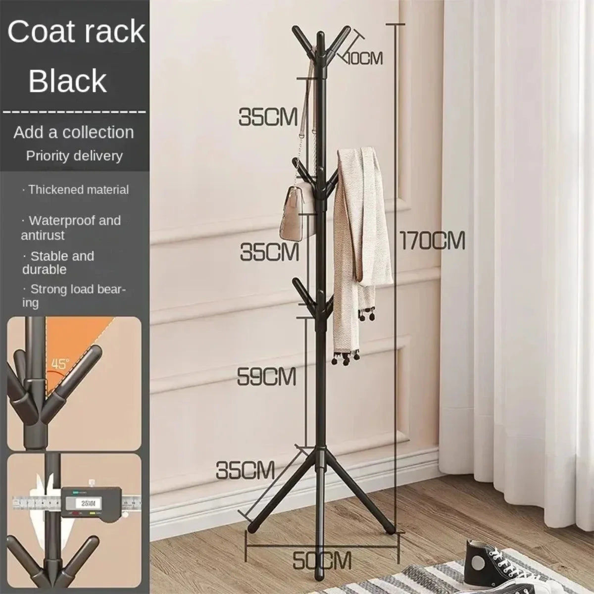 Floor-to-Floor Clothes and Hats Rack Holder V178-62204