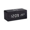 Modern Wooden LED Desk Clock with Qi Charger V178-62211