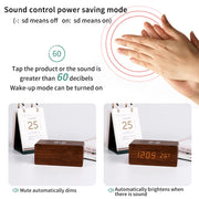 Modern Wooden LED Desk Clock with Qi Charger V178-62212