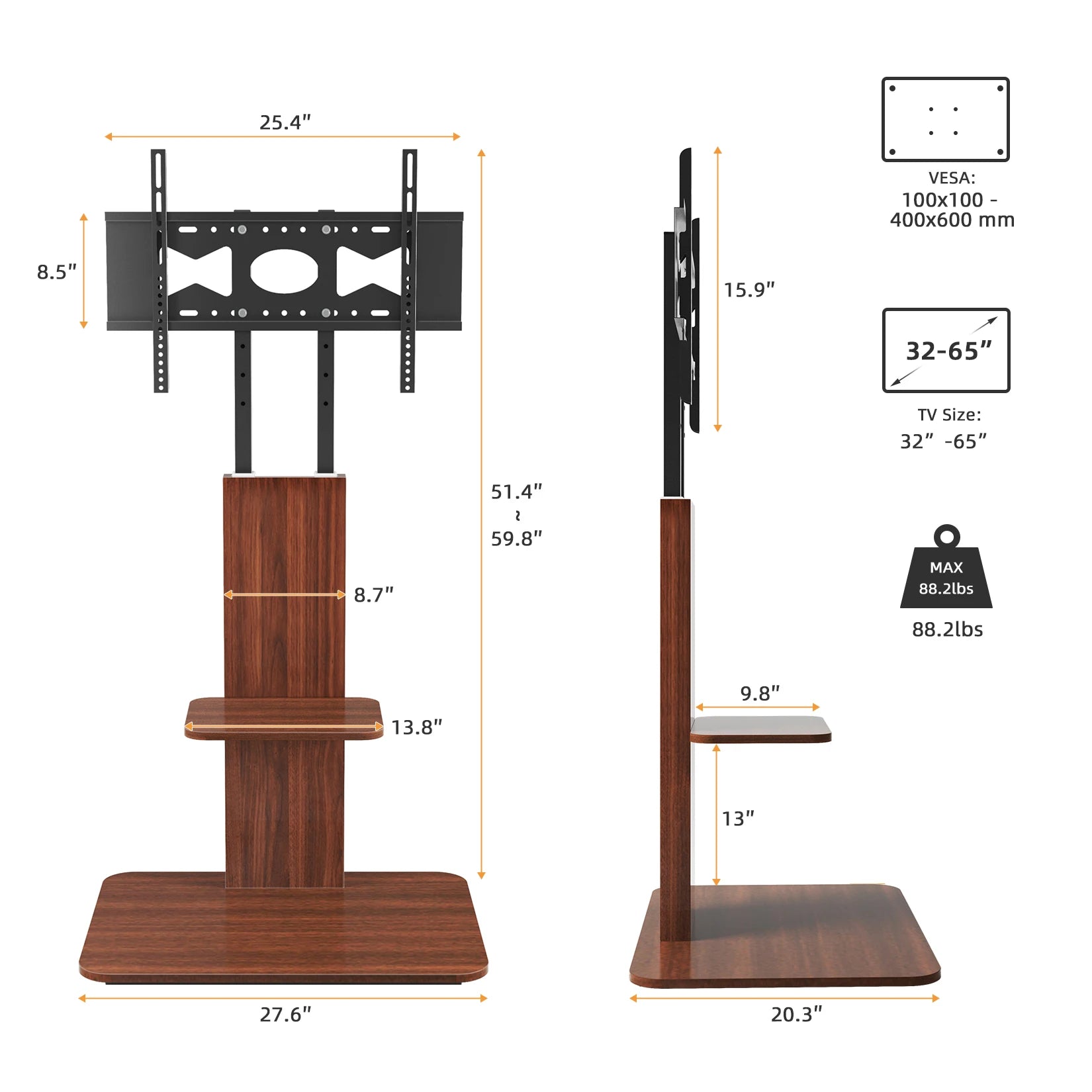 Adjustable Wood TV Stand for 32-65 Inch LCD LED V178-62234