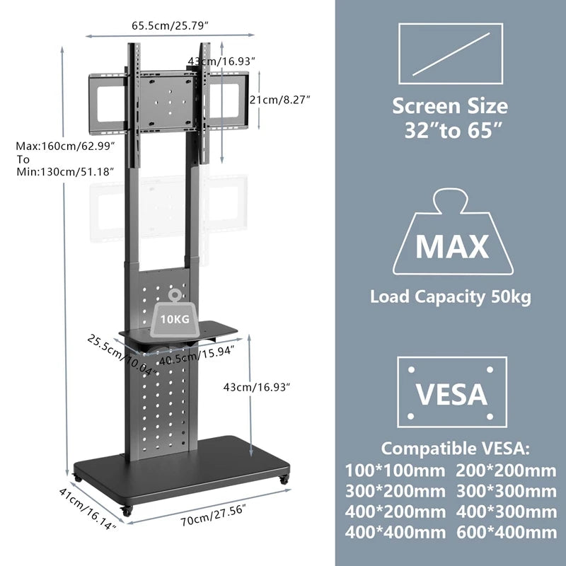 Heavy Duty Mobile TV Stand with Wheels V178-62248