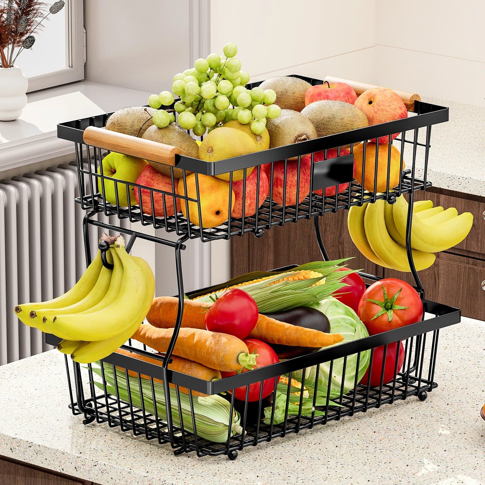 2-Tier Metal Fruit Vegetable Storage Basket V178-62254