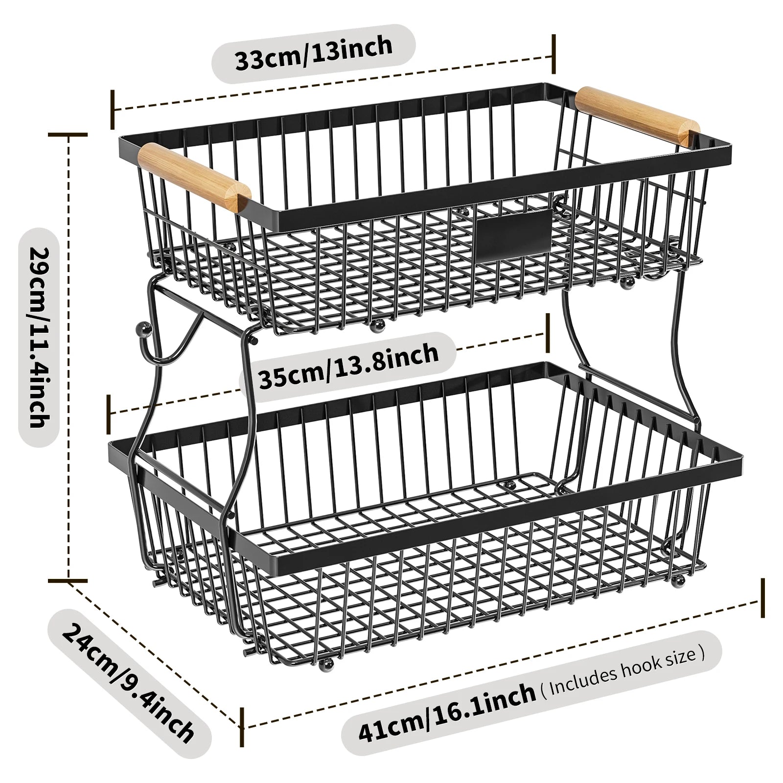 2-Tier Metal Fruit Vegetable Storage Basket V178-62254