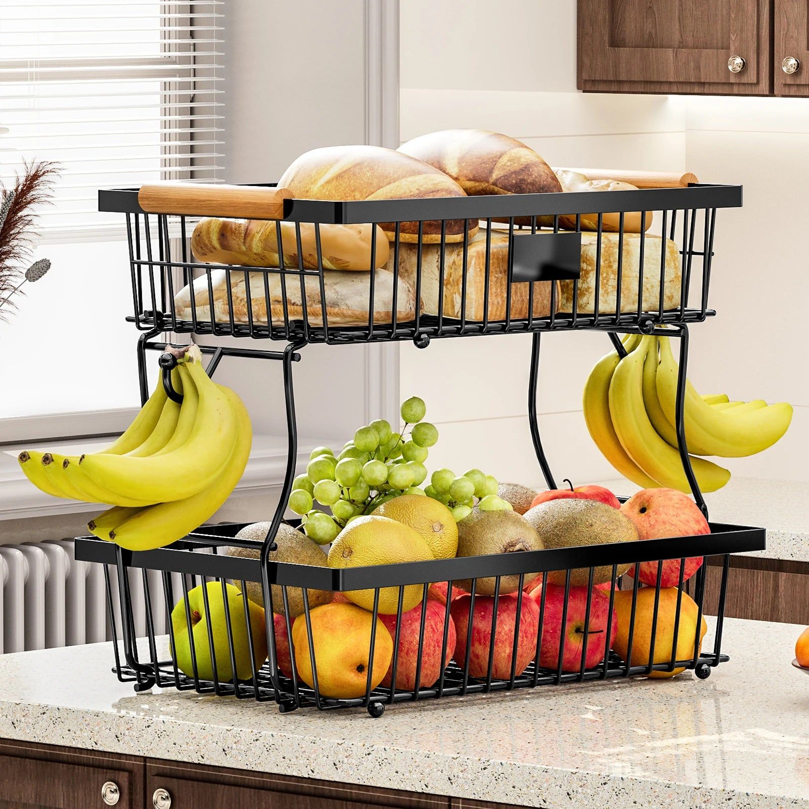 2-Tier Metal Fruit Vegetable Storage Basket V178-62254