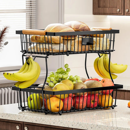 2-Tier Metal Fruit Vegetable Storage Basket V178-62254